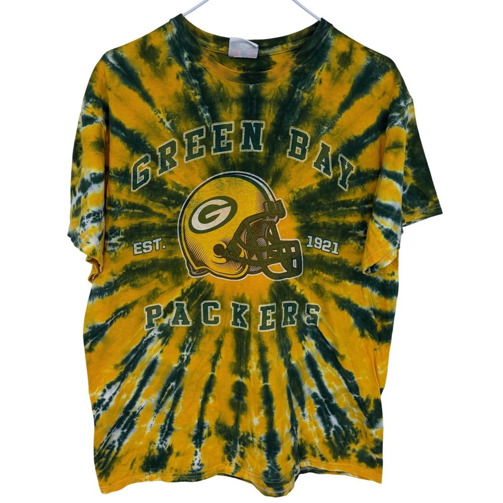 Green Bay Packers Tie Dye‎ T Shirt Medium Green Yellow NFL